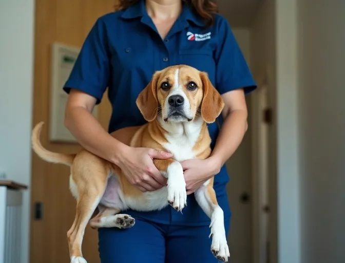 Technician respectfully transporting a deceased dog in Tynong
